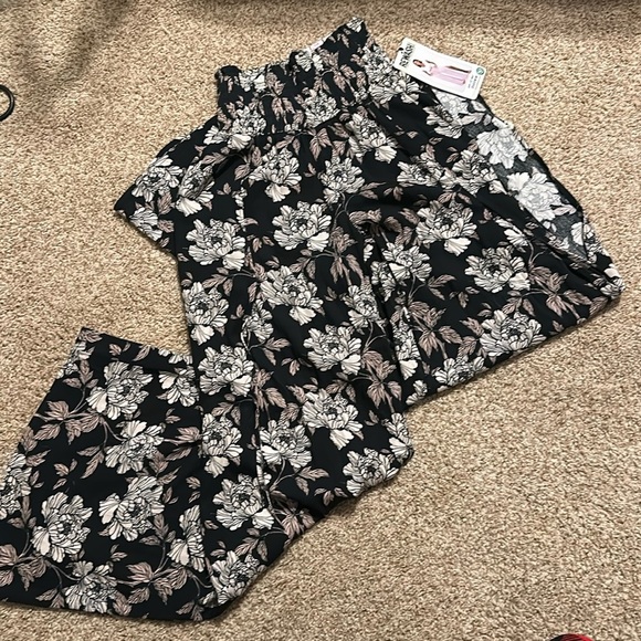 Smocked Waist Slit leg Pants L - Picture 1 of 8